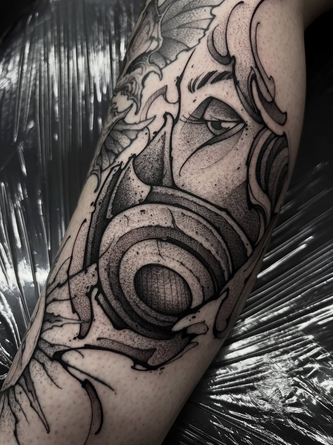 Tattoo by @8jinx9 — black_and_grey, dotwork