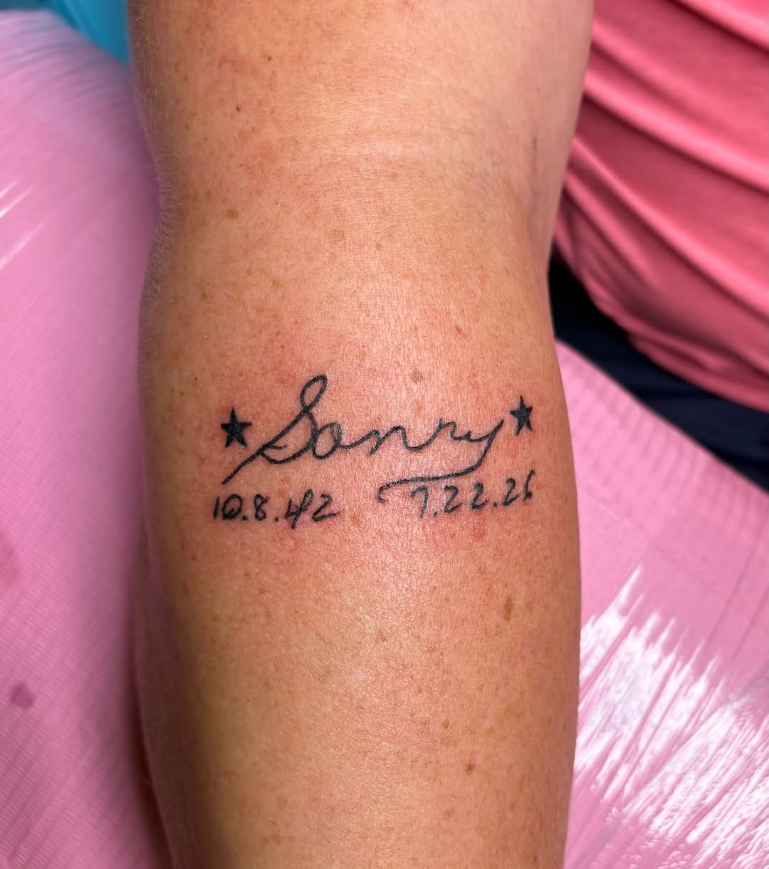 Tattoo by @ciarahofmeisterink — lettering_script, fine_line