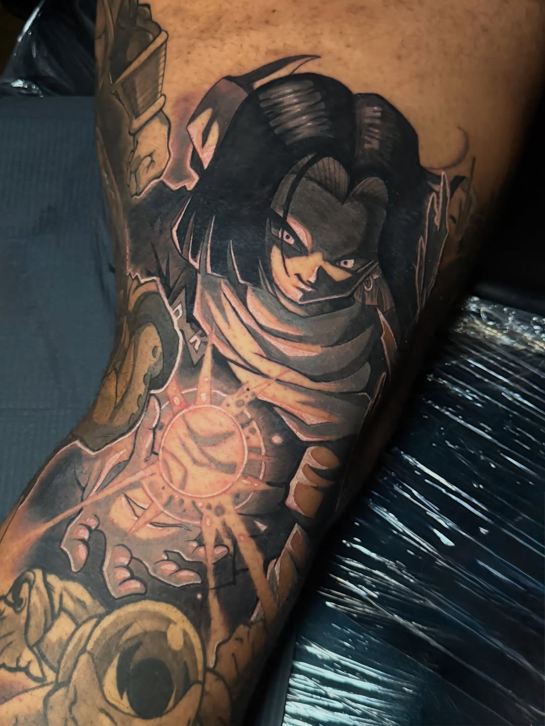Tattoo by @truepigments โ anime, black_and_grey
