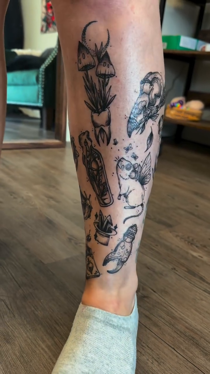Tattoo by @mylenemassacre — blackwork, illustrative