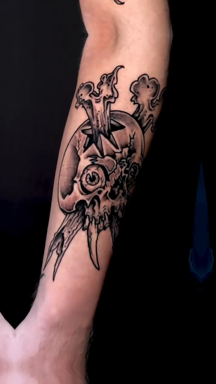 Tattoo by @steven_bruni — black_and_grey, dark_realism