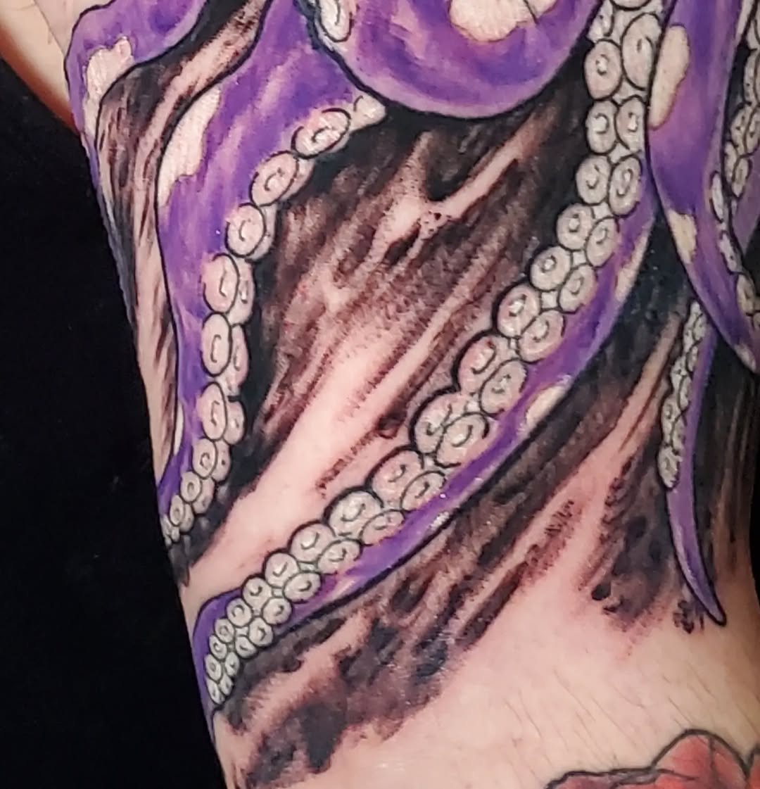 Tattoo by @crookedwil — new_school, black_and_grey