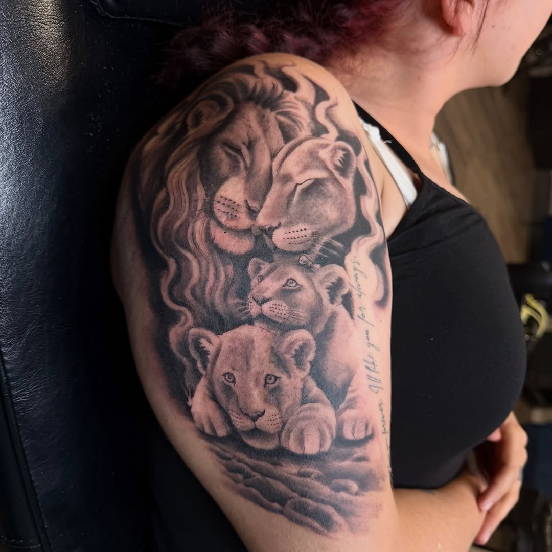Tattoo by @meme_tattoos — realism, black_and_grey