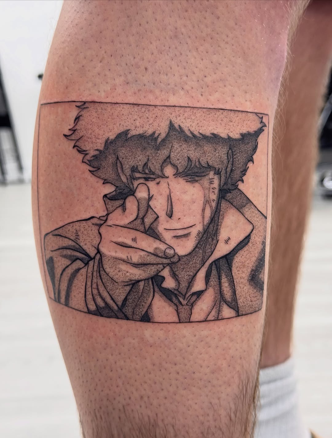 Tattoo by @real_street_tattoos — anime, dotwork