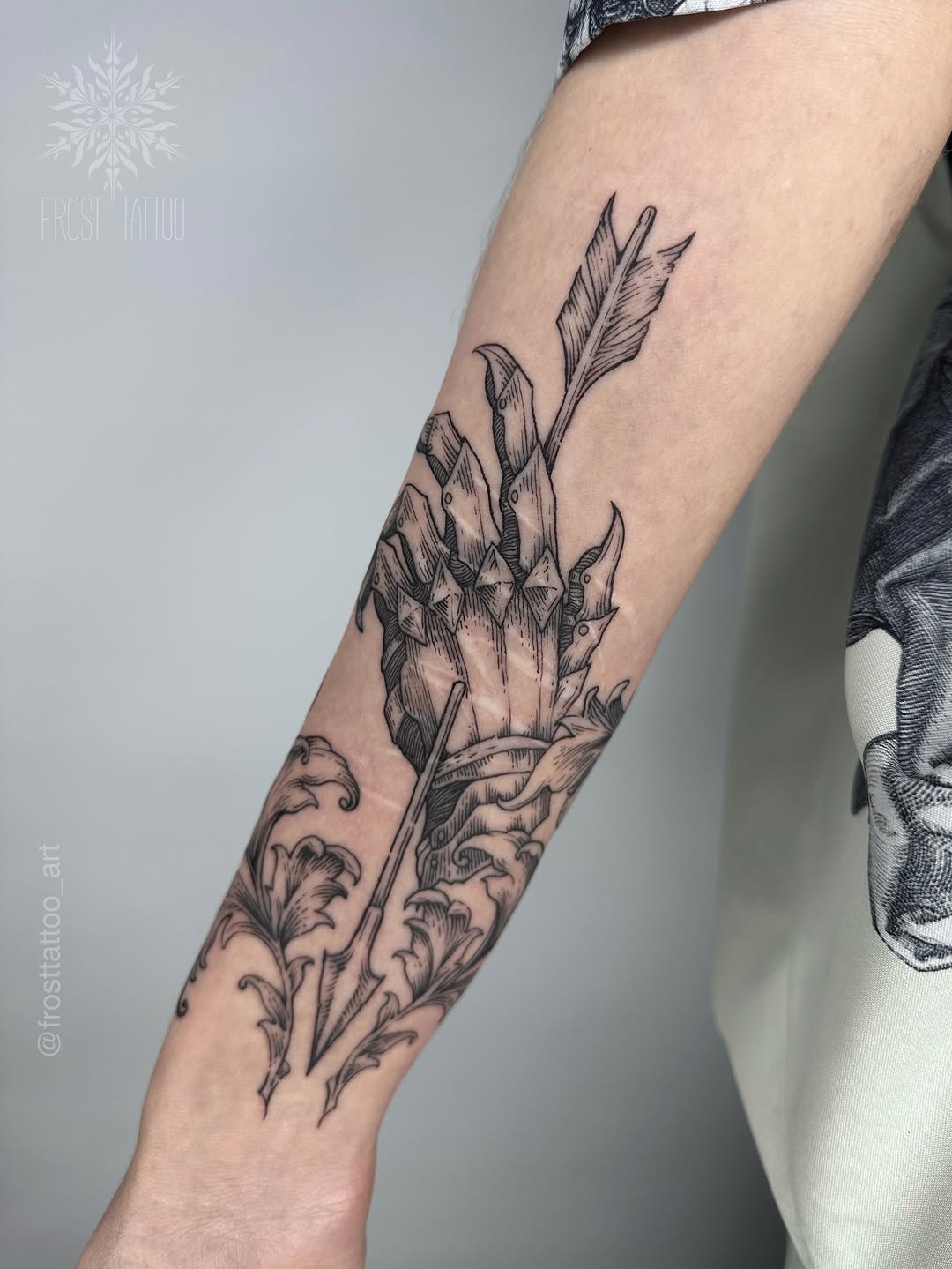 Tattoo by @frosttattoo_art — illustrative, black_and_grey