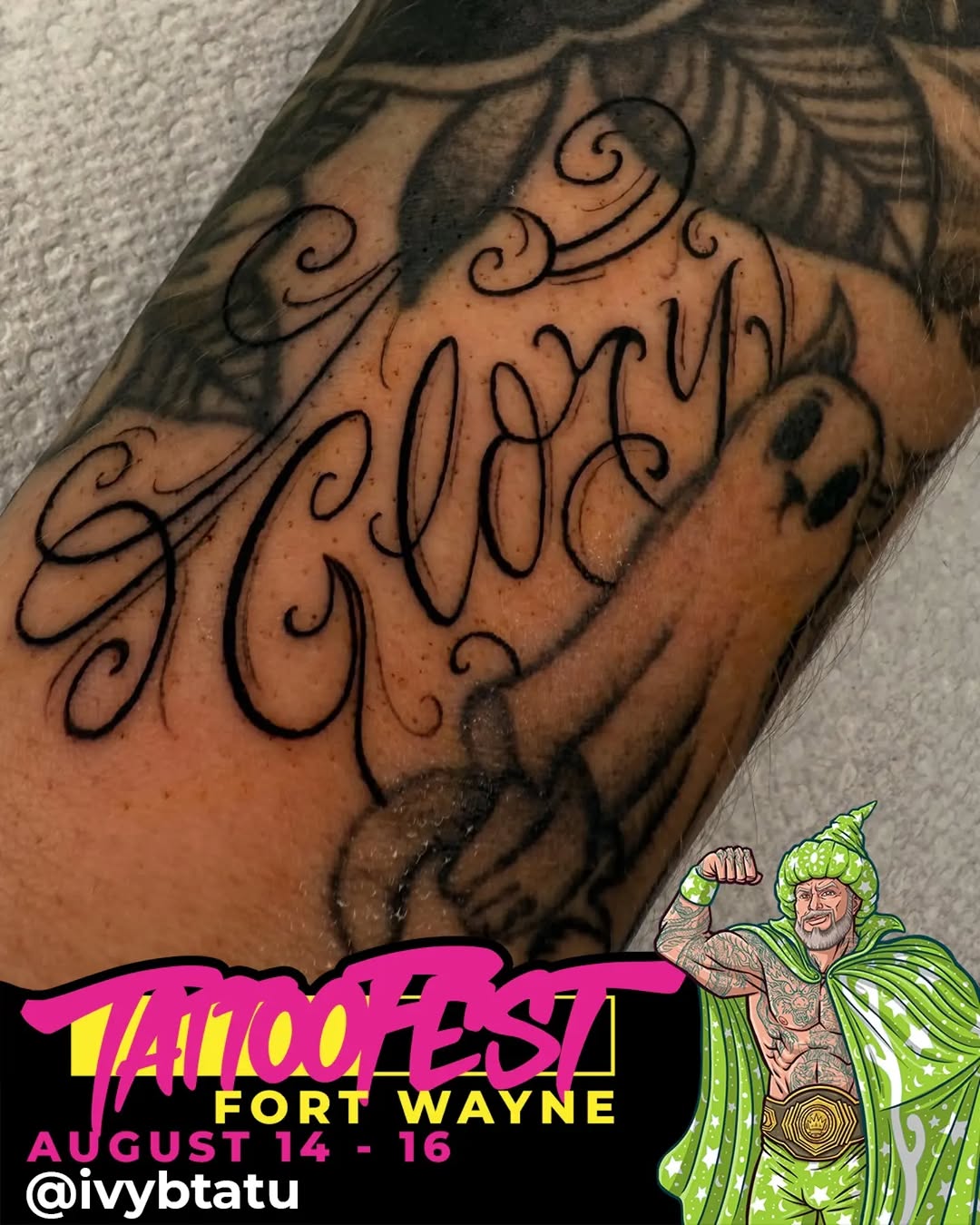 Tattoo by @ivybtatu β lettering_script, blackwork