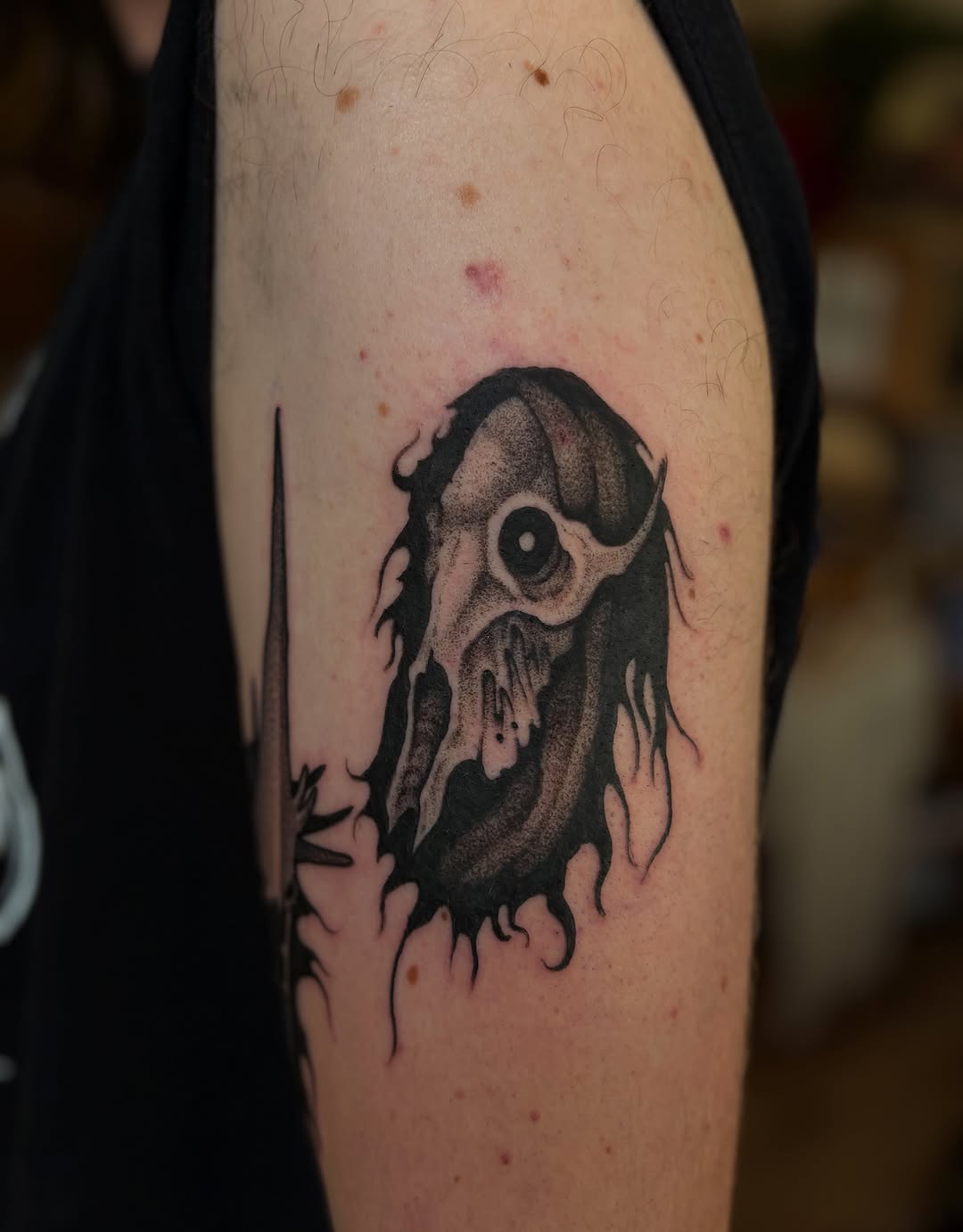 Tattoo by @seanbaldwintattoos — black_and_grey, dark_realism