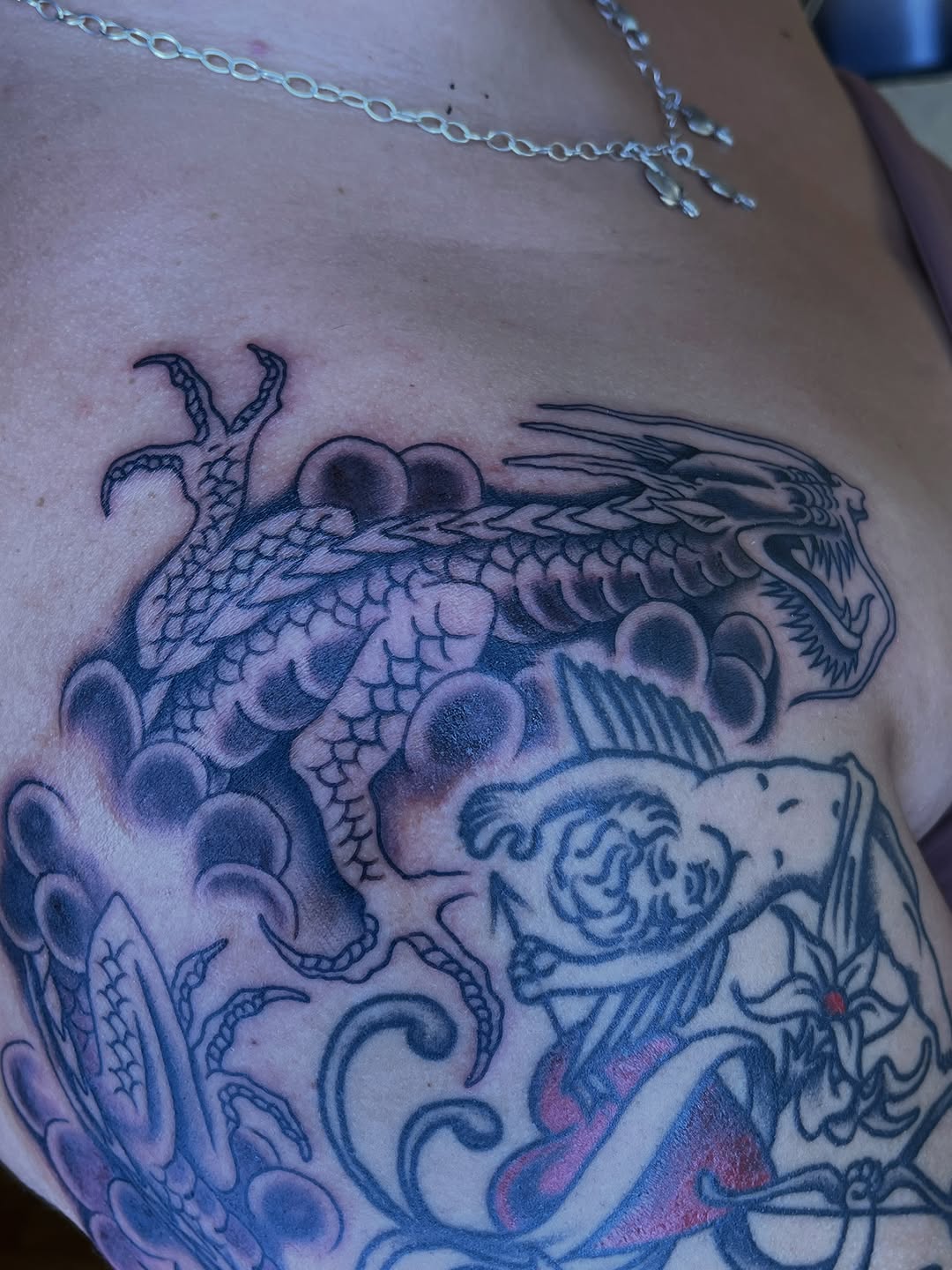 Tattoo by @arno.larose — japanese_irezumi, black_and_grey