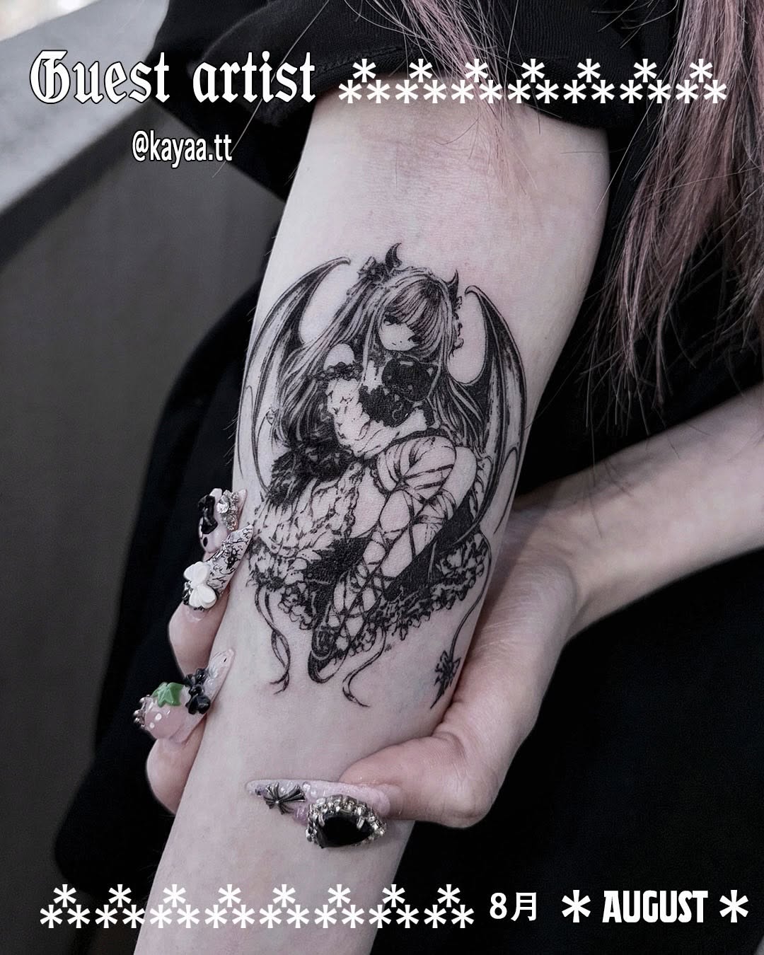 Tattoo by @kayaa.tt — anime, blackwork