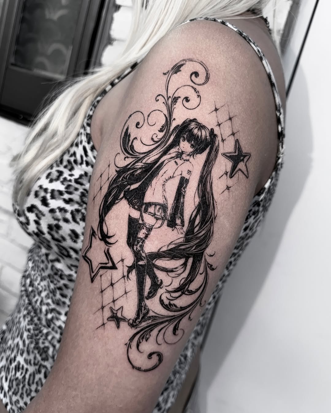 Tattoo by @kayaa.tt — anime, blackwork