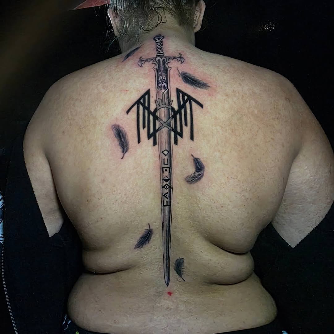 Tattoo by @bearthedemo — black_and_grey, lettering_script