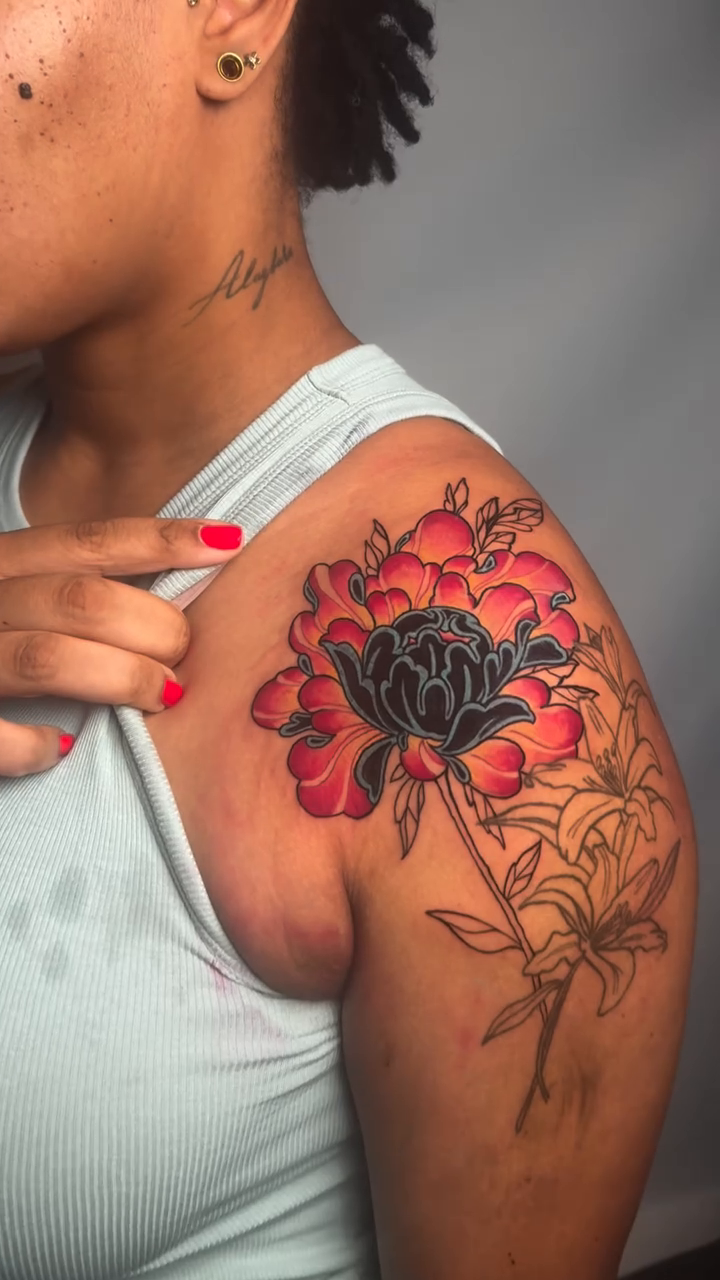 Tattoo by @paperairplanejane — japanese_irezumi, neo_traditional