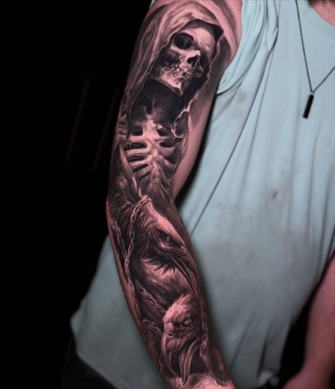 Tattoo by @kmoore_tattoos — black_and_grey, realism