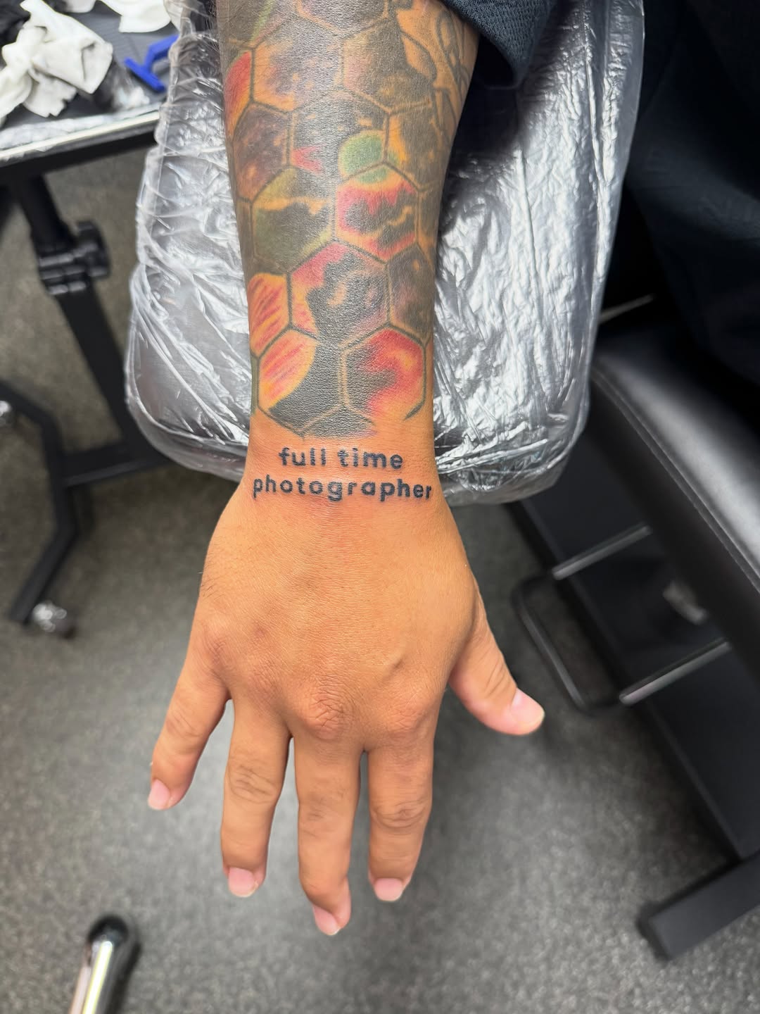 Tattoo by @hellion.ink — lettering_script, geometric