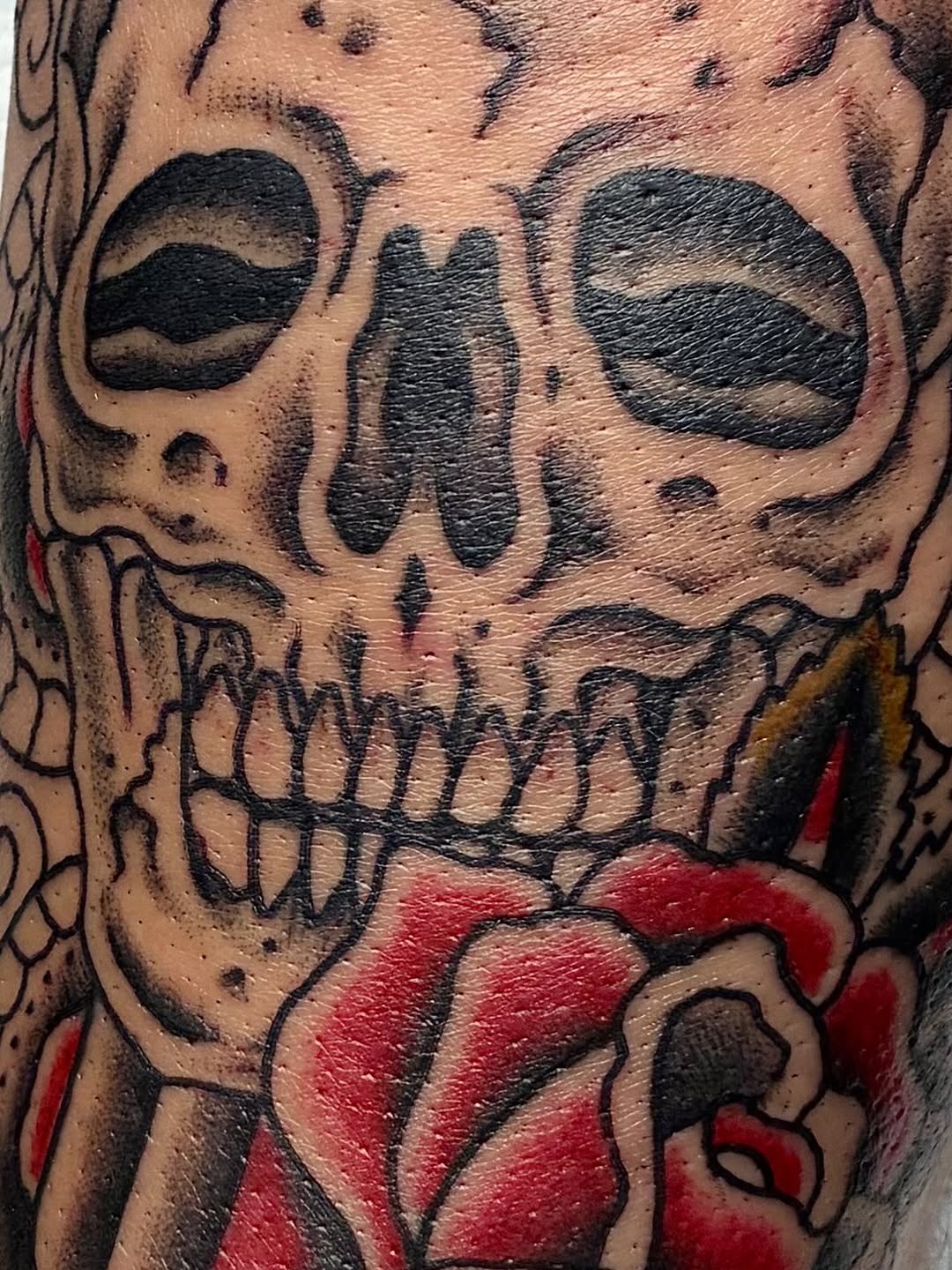 Tattoo by @snakedaggerose — american_traditional, black_and_grey