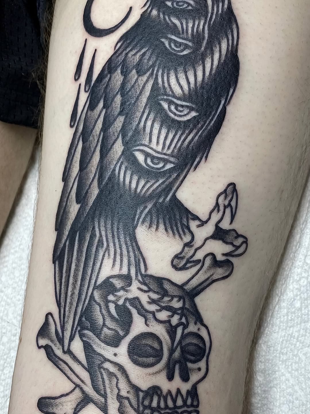 Tattoo by @snakedaggerose — black_and_grey, dark_realism