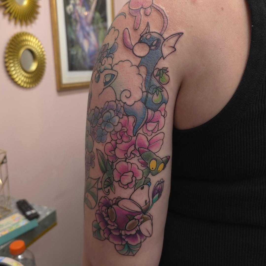 Tattoo by @littleshadowtattoos — new_school, anime