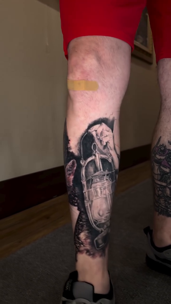 Tattoo by @chrisdoyletattoos โ dark_realism, black_and_grey