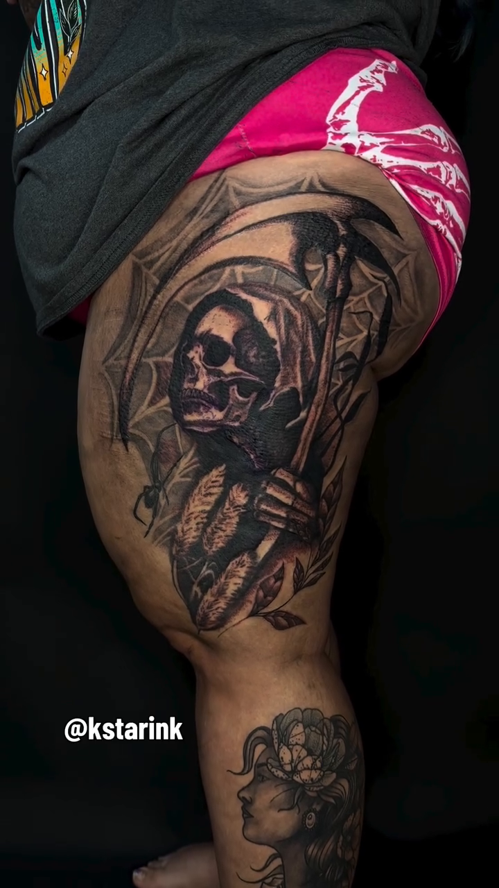Tattoo by @kstarink โ dark_realism, black_and_grey