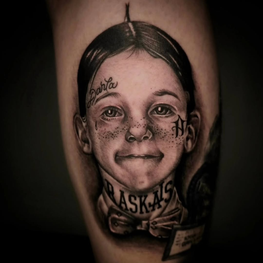 Tattoo by @ericbadantattoos โ realism, lettering_script