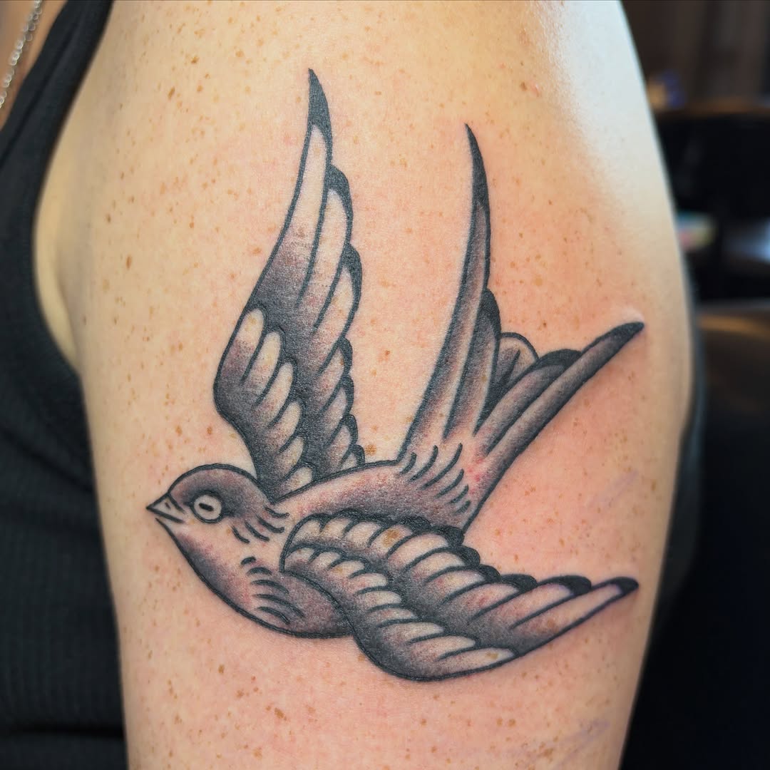 Tattoo by @caitberries — american_traditional, black_and_grey