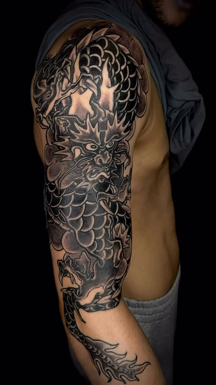 Tattoo by @olaf.tattoos — japanese_irezumi, black_and_grey