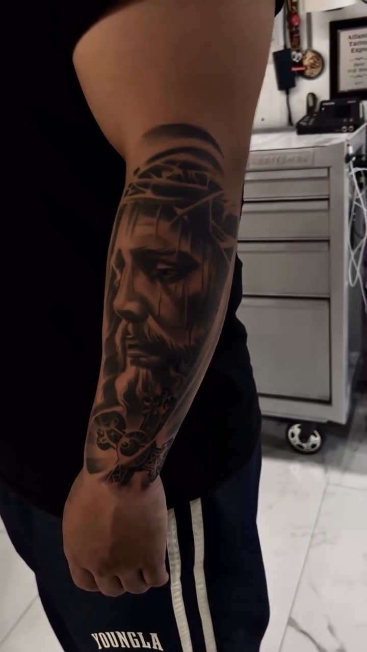 Tattoo by @alfredoadametattoo — realism, black_and_grey