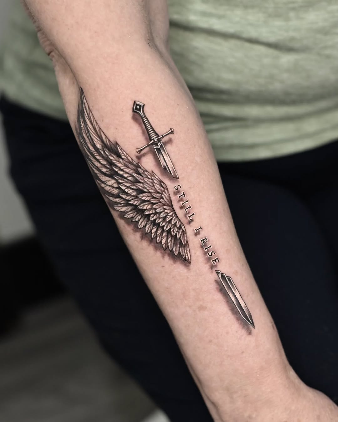 Tattoo by @cien_ink — realism, lettering_script