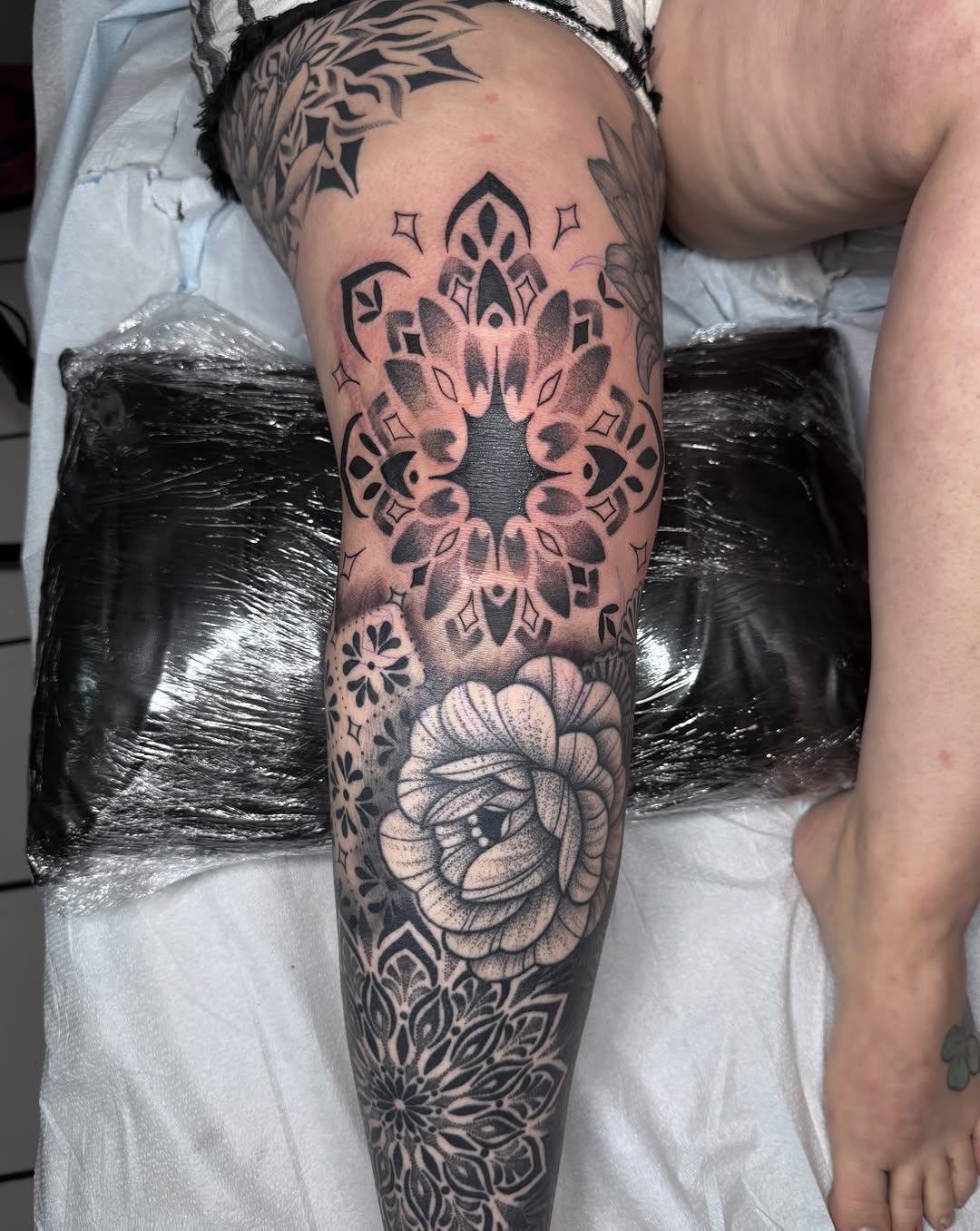 Tattoo by @crystal_rose_art_ β dotwork, black_and_grey