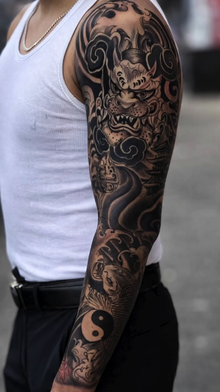 Tattoo by @elcalvo_tatto9 — japanese_irezumi, black_and_grey