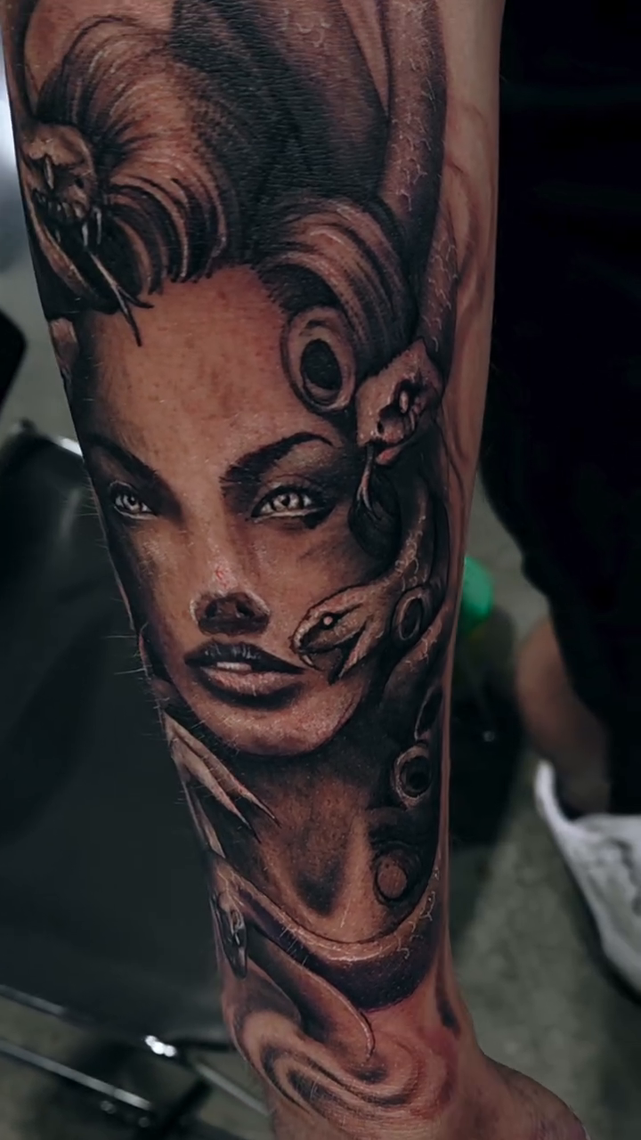 Tattoo by @sarck_hardlifestyle β realism, black_and_grey