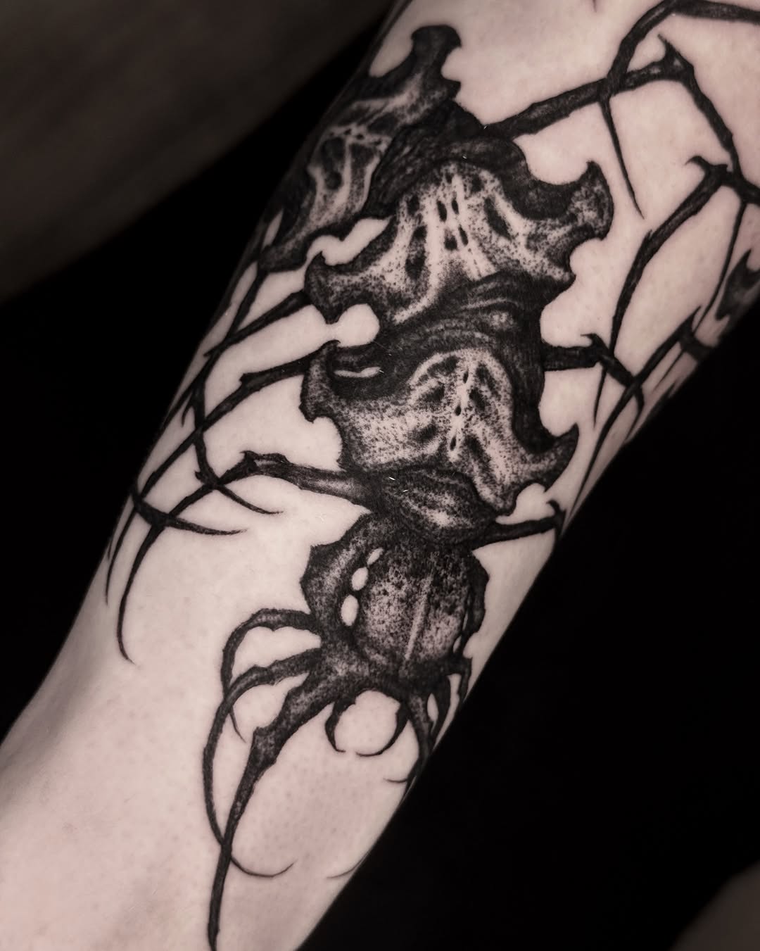 Tattoo by @the_alkomist — blackwork, dark_realism