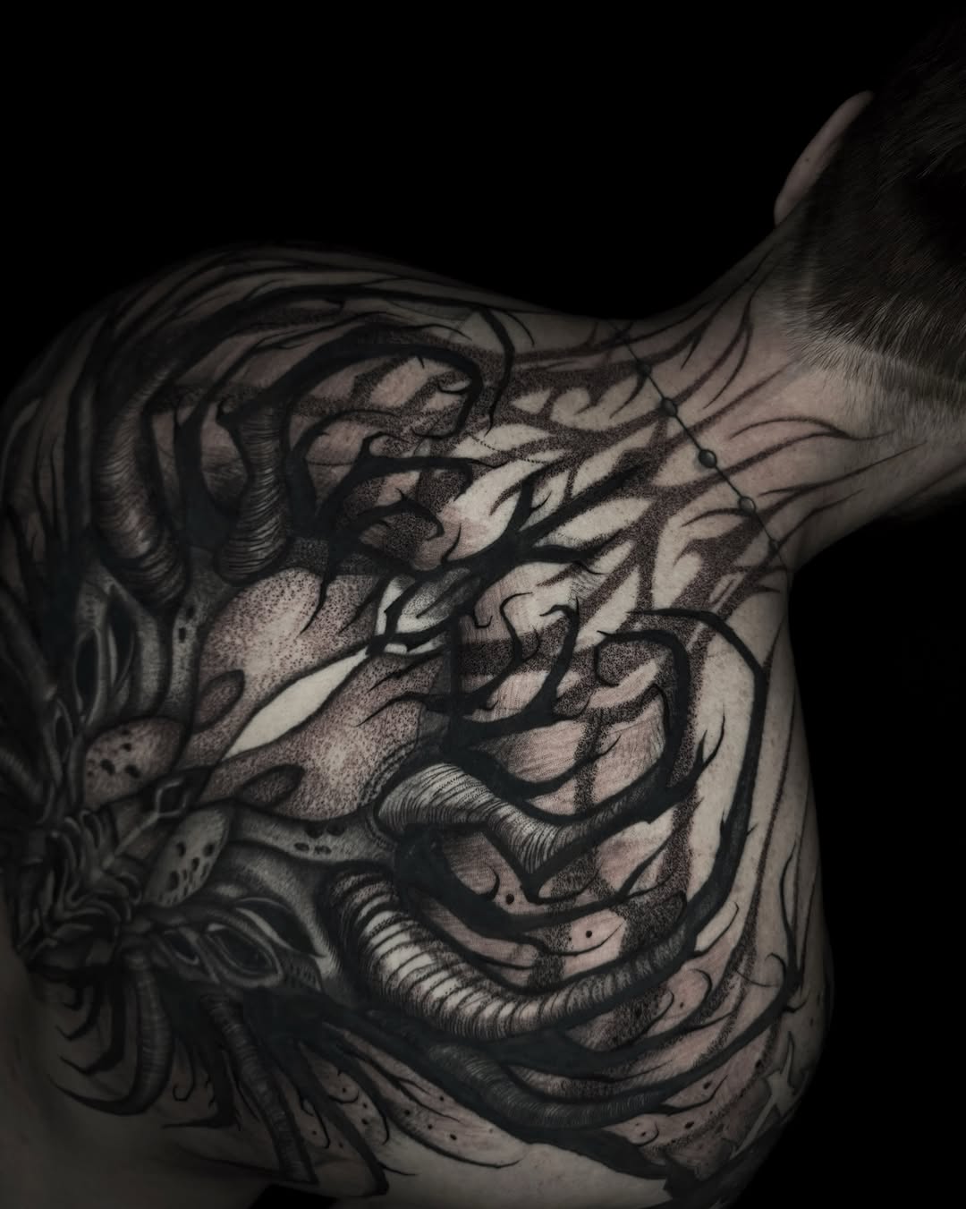 Tattoo by @the_alkomist — black_and_grey, dotwork