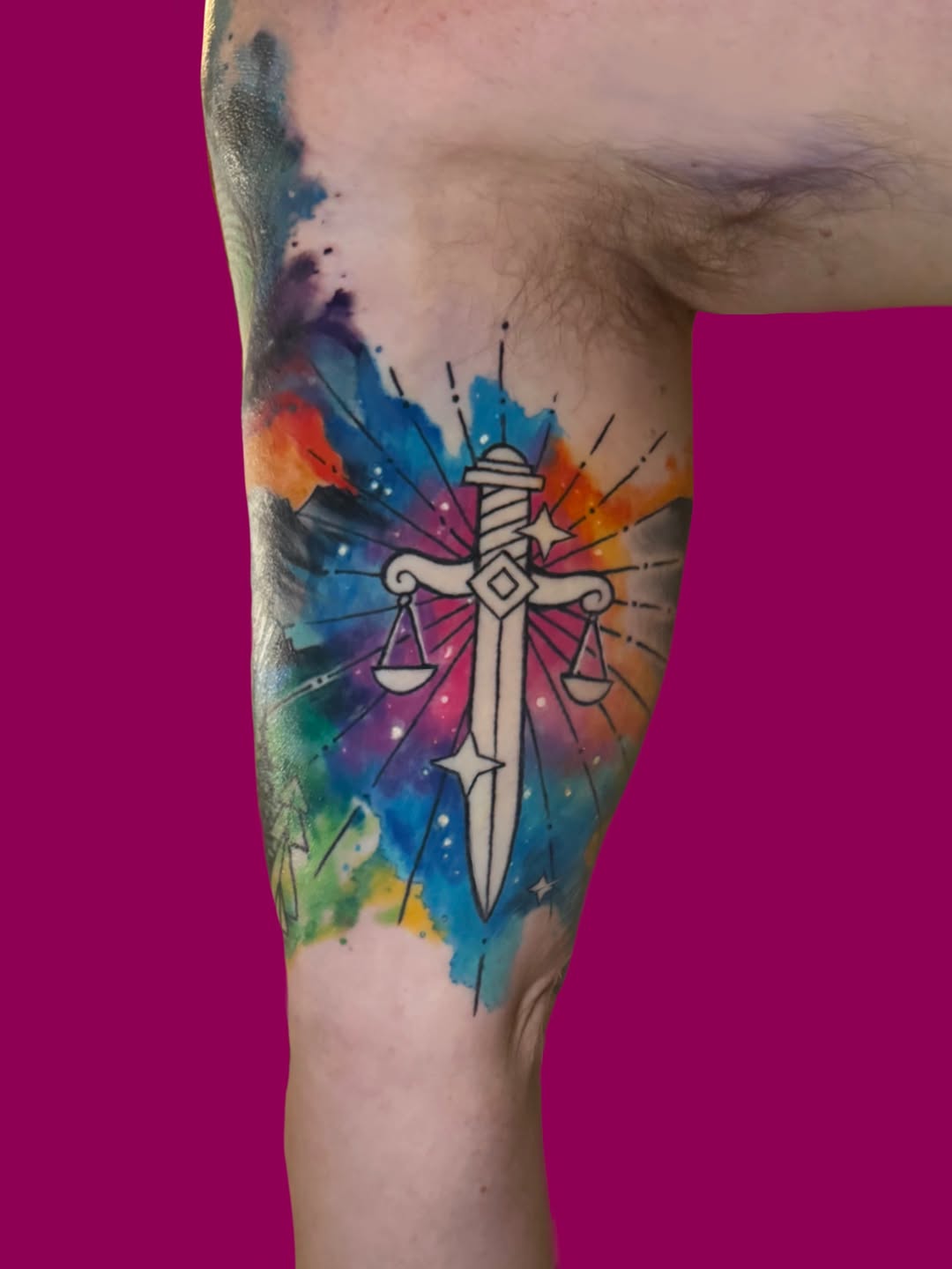 Tattoo by @graphicward — watercolor, geometric