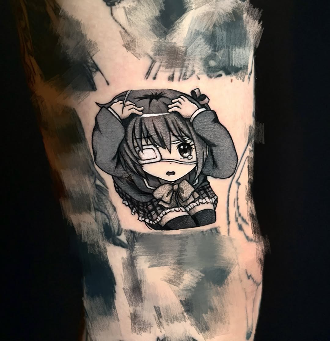 Tattoo by @tattooist_culp — anime, black_and_grey