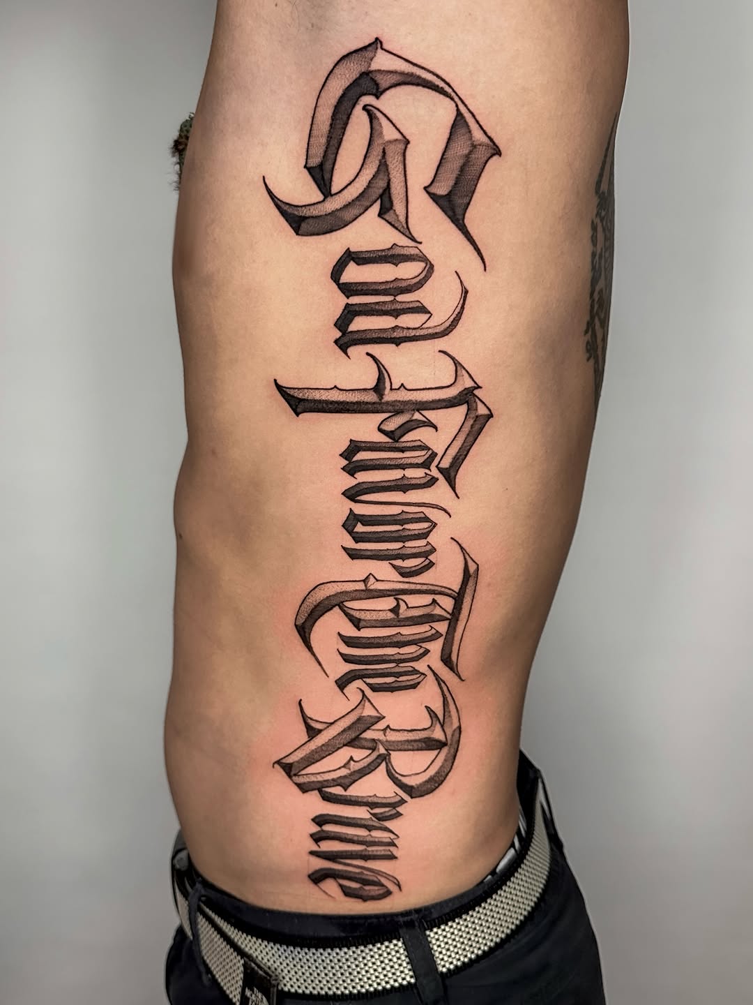 Tattoo by @338tattoo — lettering_script, black_and_grey