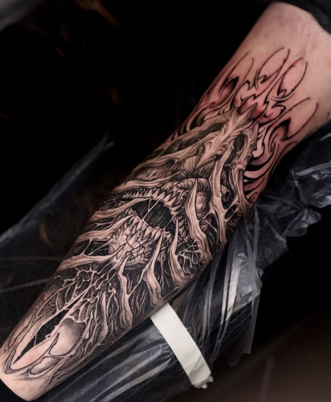 Tattoo by @tattooist_twoface — black_and_grey, dark_realism