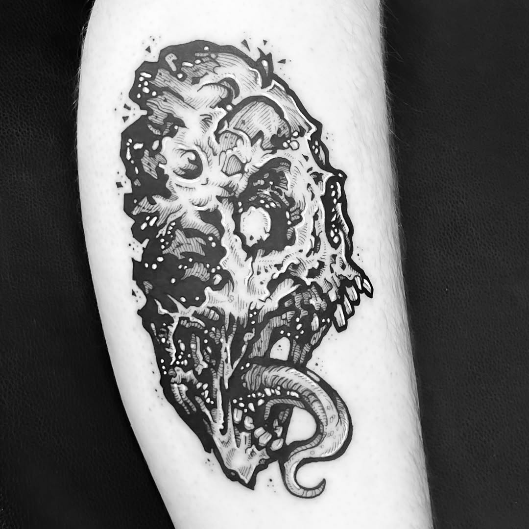 Tattoo by @jonvonschlong β dark_realism, blackwork