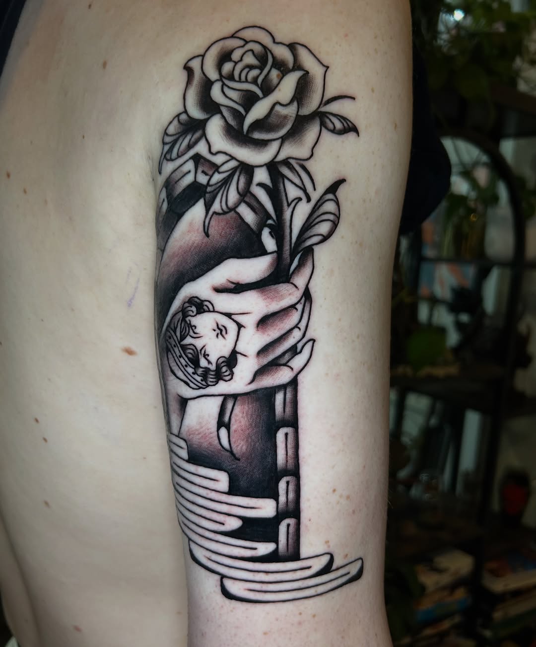 Tattoo by @tattoosbyolivia — american_traditional, black_and_grey