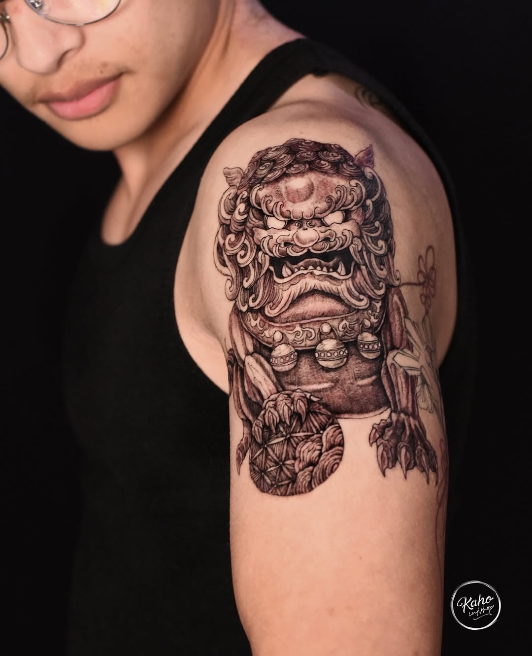 Tattoo by @kahoinkshop — japanese_irezumi, black_and_grey