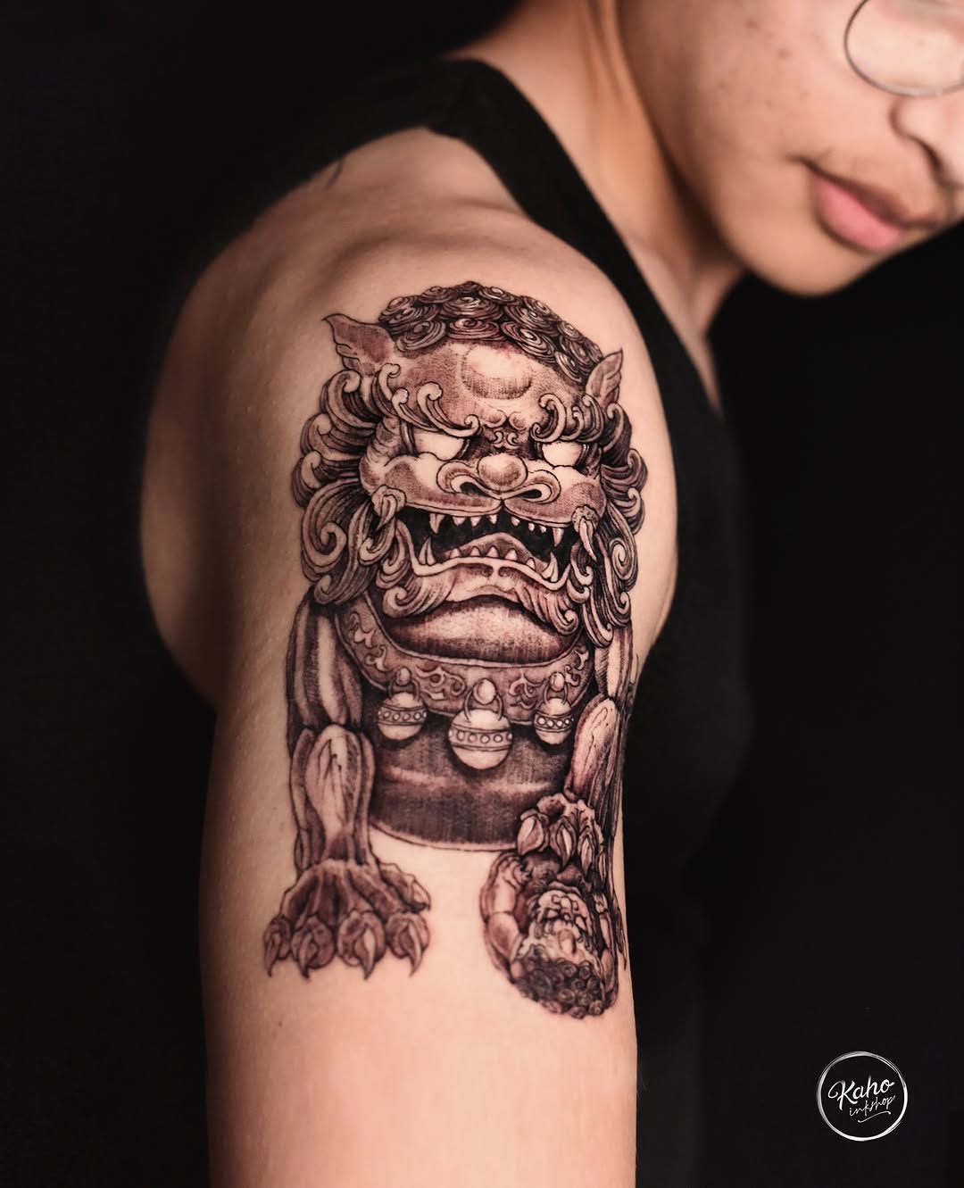 Tattoo by @kahoinkshop — japanese_irezumi, black_and_grey