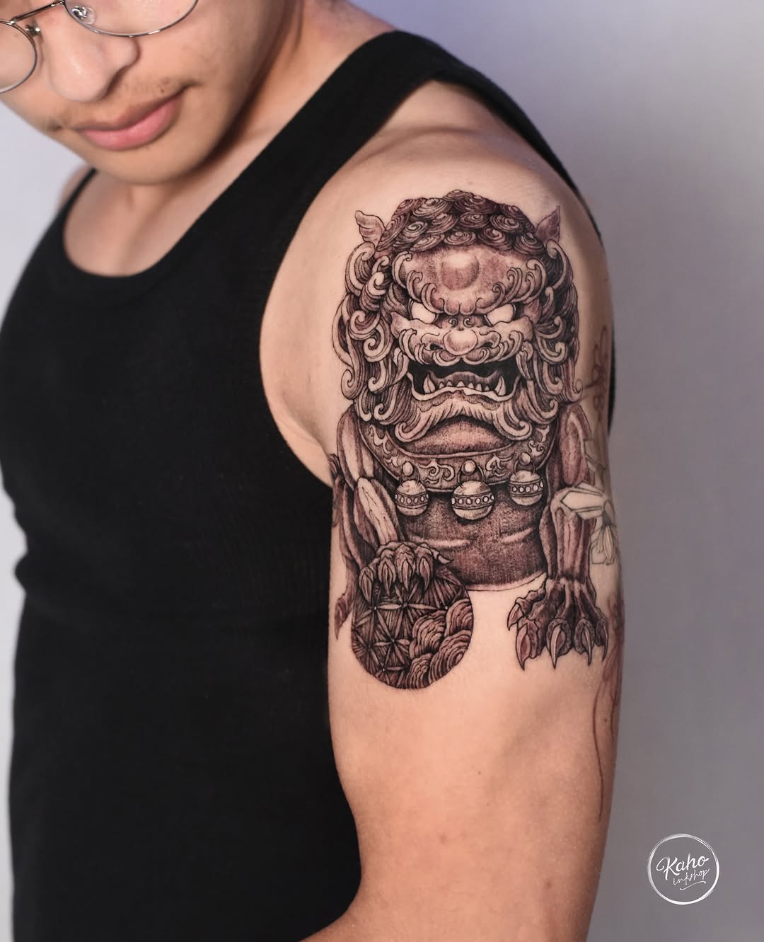 Tattoo by @kahoinkshop — japanese_irezumi, black_and_grey