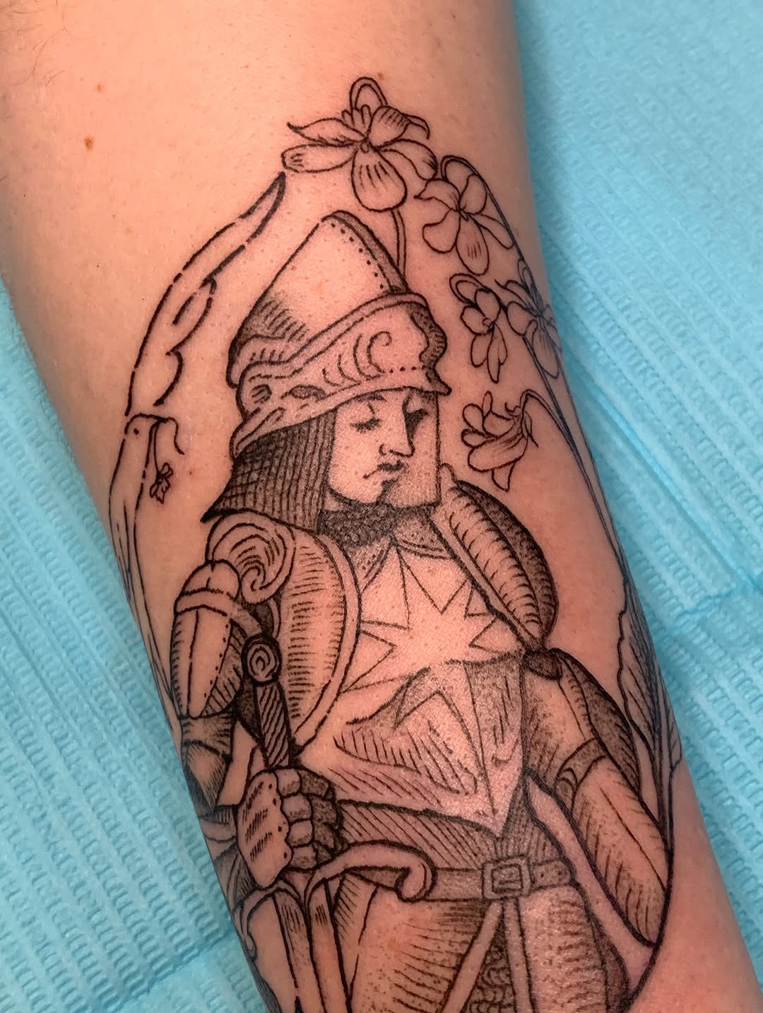 Tattoo by @tenderhearttattoo — illustrative, black_and_grey