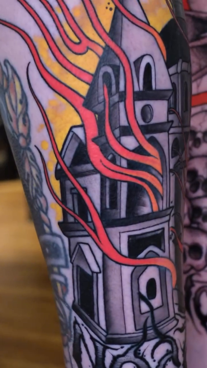 Tattoo by @coztic_tatt โ dark_realism, trash_polka