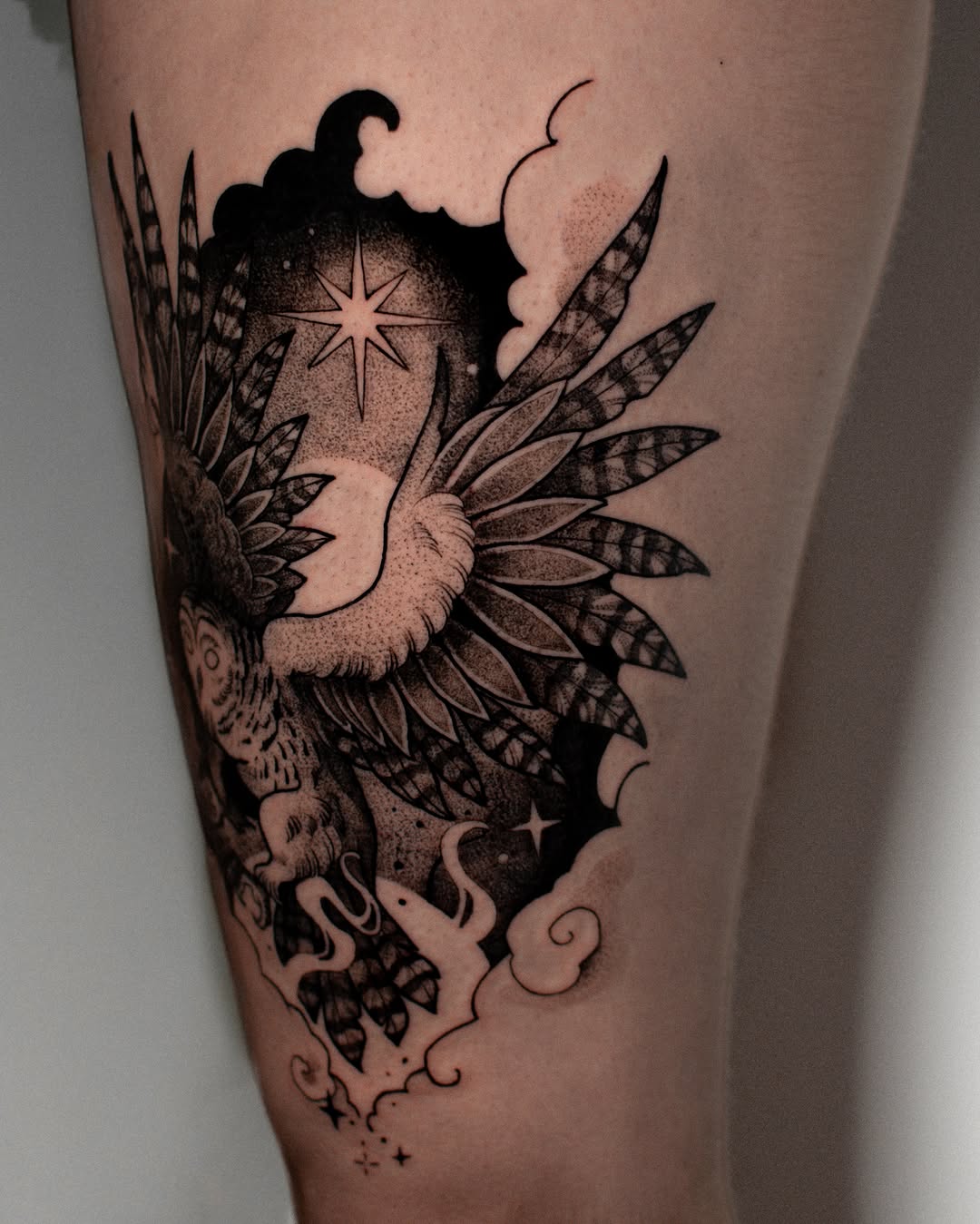 Tattoo by @monique.munoz.art — black_and_grey, dotwork
