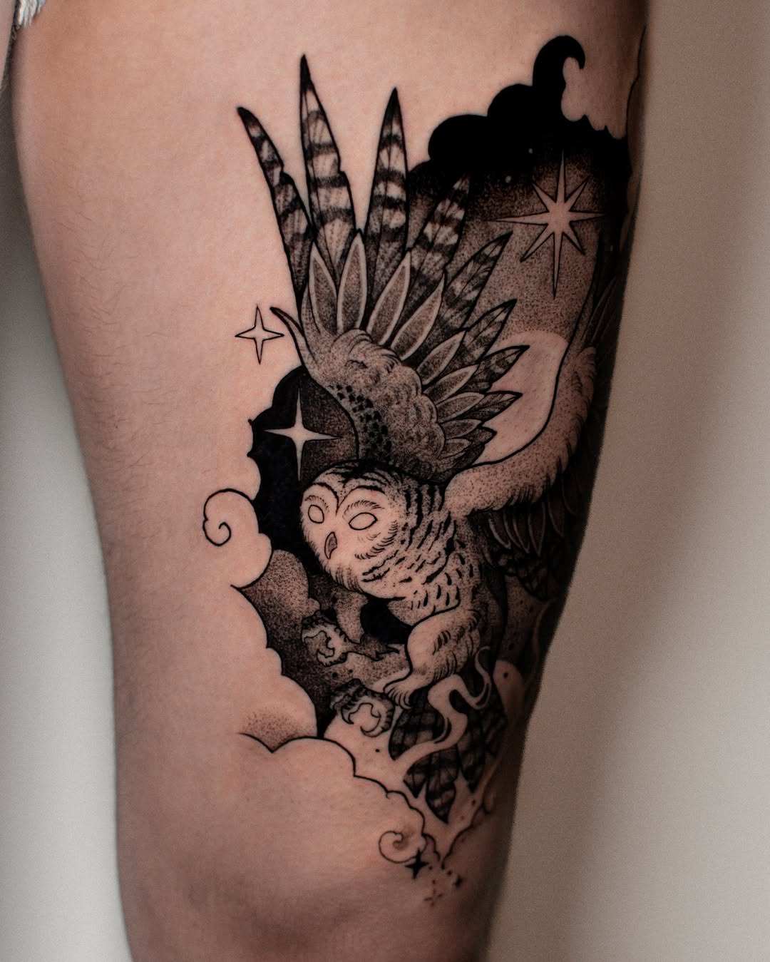 Tattoo by @monique.munoz.art — black_and_grey, dotwork