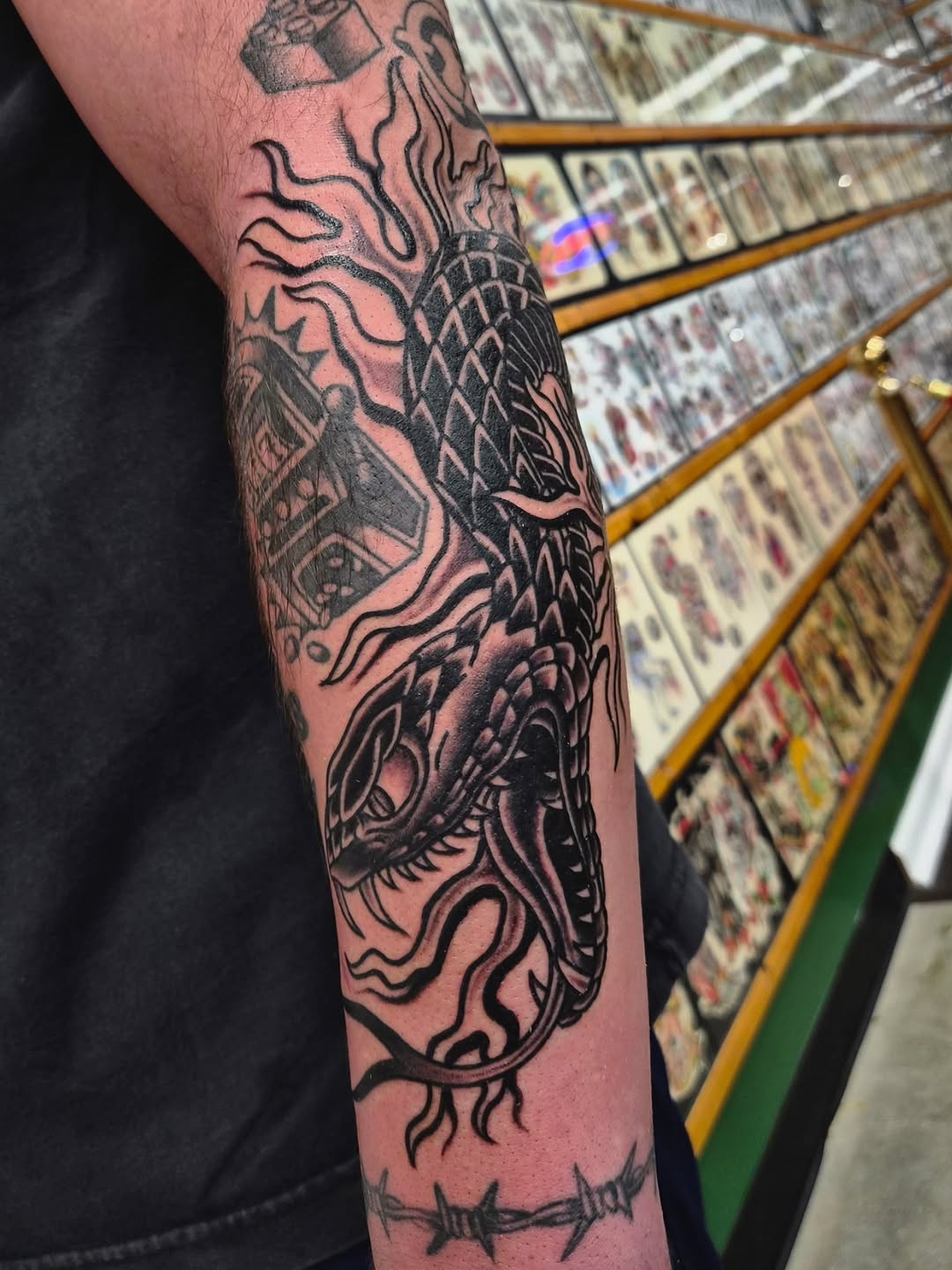 Tattoo by @fantasytattooco — black_and_grey, neo_traditional