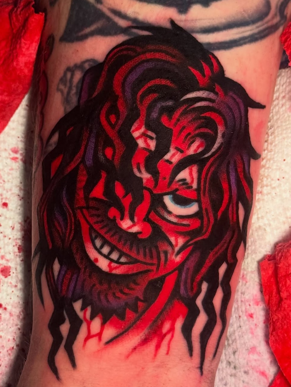 Tattoo by @jen.tattoos — new_school, trash_polka