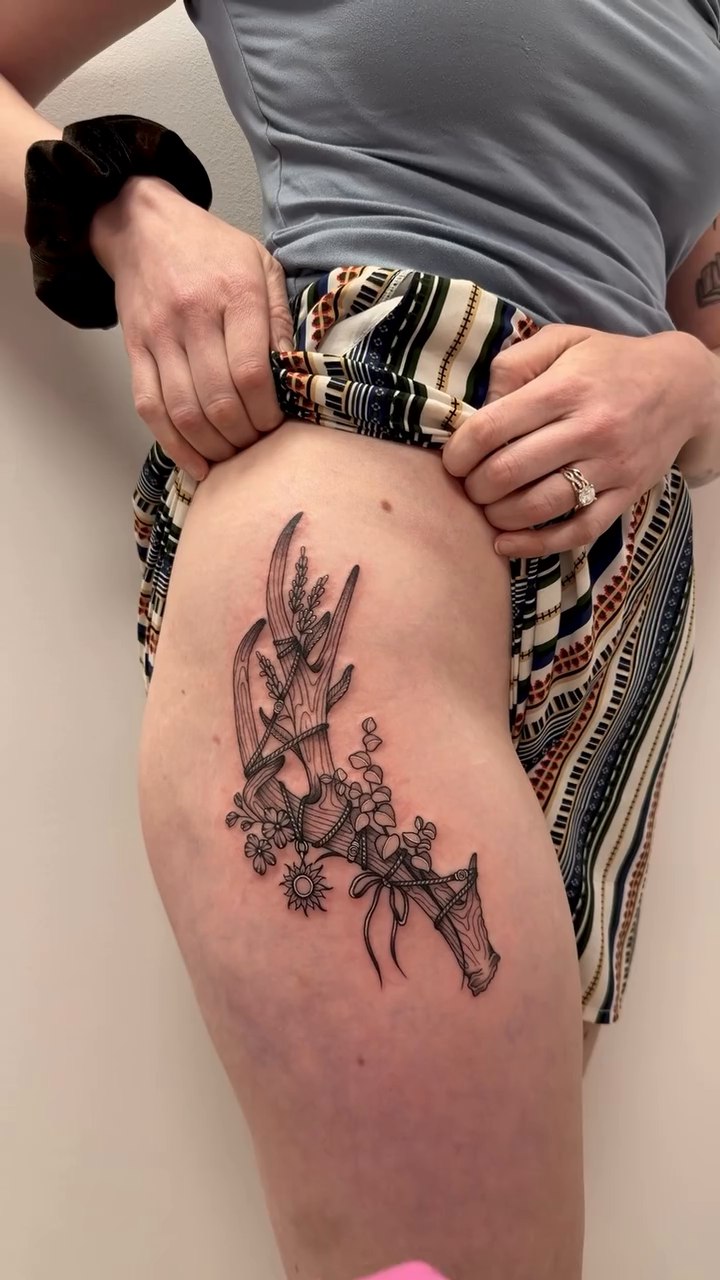 Tattoo by @lilindigotattoo — fine_line, black_and_grey