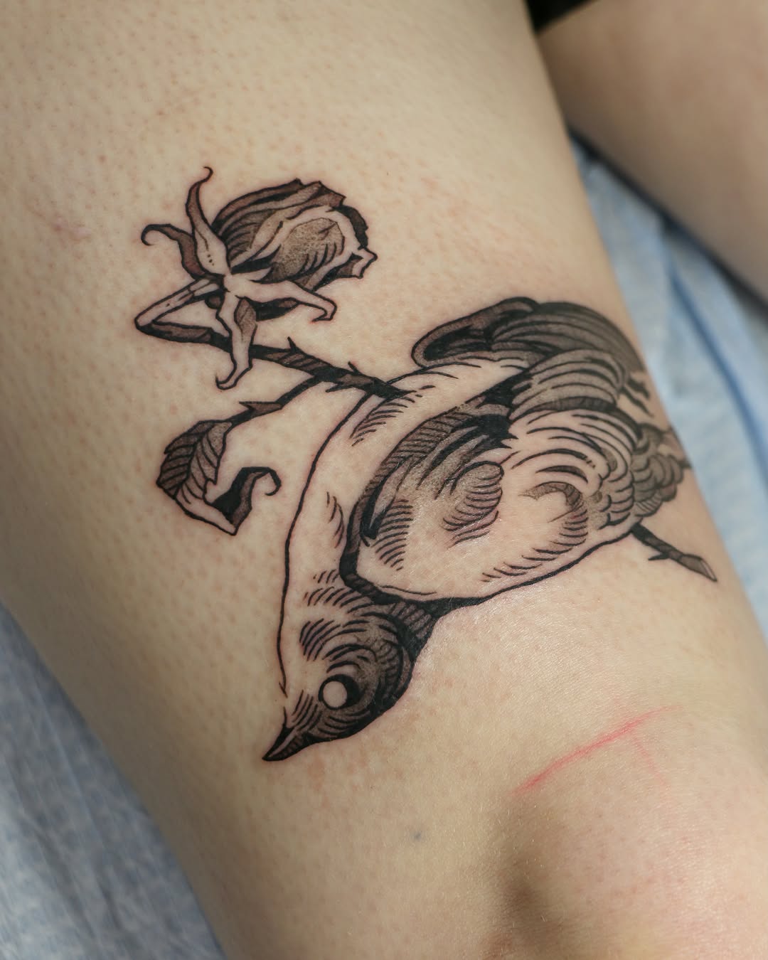 Tattoo by @baldpeaches — black_and_grey, illustrative